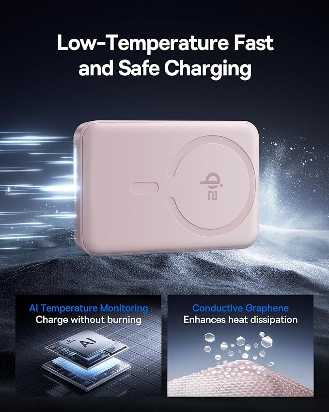 Baseus Picogo Magsafe Portable Charger for MagSafe Portable Charger Qi2 Certified 15W Wireless Magnetic Power Bank 10000mAh with USB-C Cable