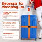 Weewooday 8 Pcs Luggage Straps Suitcase Tags Set for TSA Approved, 4 Travel Adjustable Suitcase Belt, 4 Silicone Luggage Tags with Name ID Card Travel Accessories(Orange,Airplane)