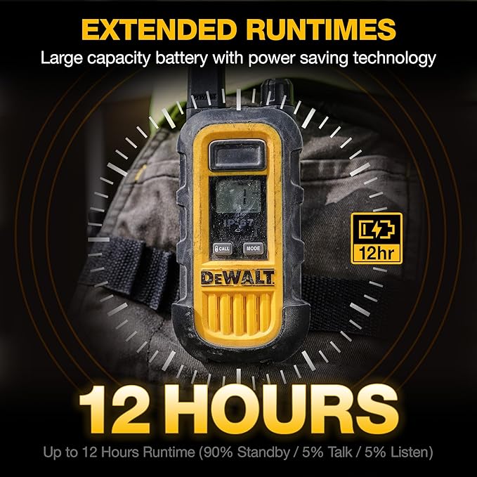 DEWALT FRS Walkie Talkies Long Range 2 Way Radio, 1 Watt, Waterproof & Rechargeable, 6 Pack with Gang Charger, DXFRS300-BCH6