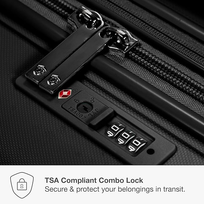 Traveler's Choice Pagosa Hardshell Expandable Luggage with Spinner Wheels, Black, 26-Inch Medium