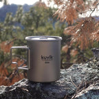 Kuvik Titanium Cup with Lid 550ml (18.6 oz) - Ultralight and Compact Pot for Backpacking, Camping, and Survival
