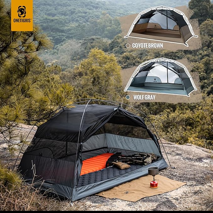 OneTigris COSMITTO 2 Person Backpacking Tent Shelter- Free Standing Lightweight Waterproof 3 Season Camping Tent for Outdoor Hiking Mountaineering