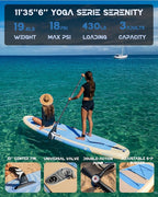 11’x35 Extra Wide Inflatable Paddle Board, 430lb Capacity Stable Paddleboard for Yoga, Stand up Paddle Board for Adults(x3), Full Coverage EVA Deck, 5 Handles, 100L Backpack, All-Round