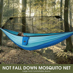 G4Free Large Camping Hammock with Mosquito Net 2 Person Pop-up Parachute Lightweight Hanging Hammocks Tree Straps Swing Bed for Outdoor Backpacking Backyard Hiking