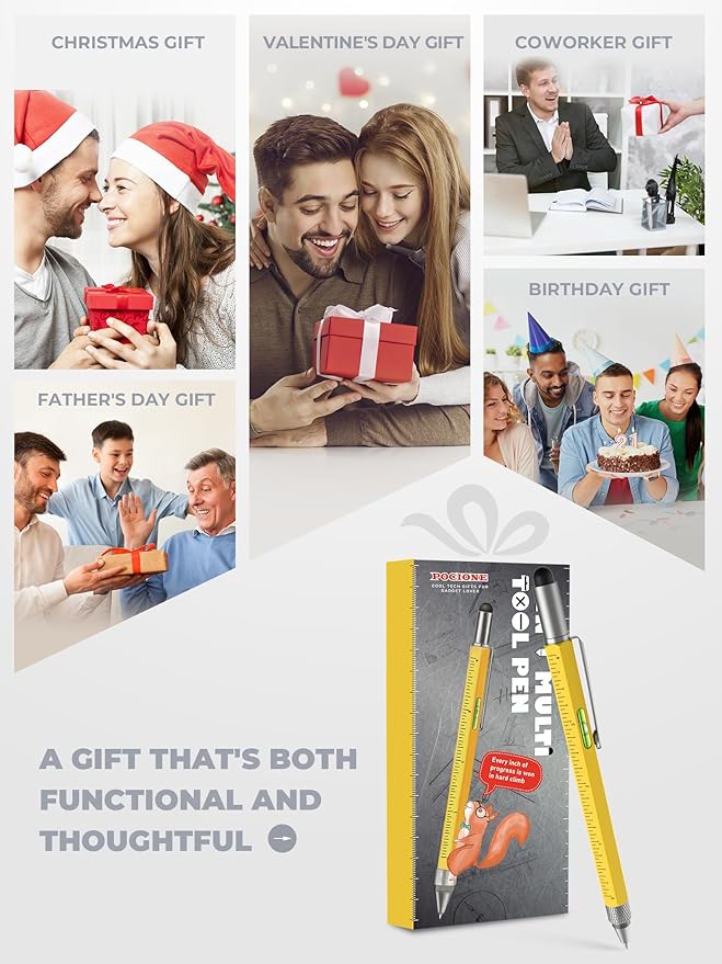 Stocking Stuffers for Him Multitool Pen - Mens Gifts for Christmas Useful White Elephant Gift Ideas for Adults, Unique Birthday Gifts for Men Dads Who Have Everything, Cool Gadgets EDC Tools for Men