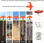 8" Screw in Tent Stakes Heavy Duty, Ground Anchors Screw in, Metal Threaded Tent Spikes, Camping Pegs for Canopies & Gardening Inflatable Decor (20 PCS Orange)