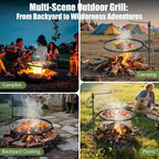 Mangoct Fire Pit Grill Grate-Camp Fire Grilling Grate-Fire Pit Cooking Grate-Portable Open-Flame Camping Grill For Outdoor Cooking
