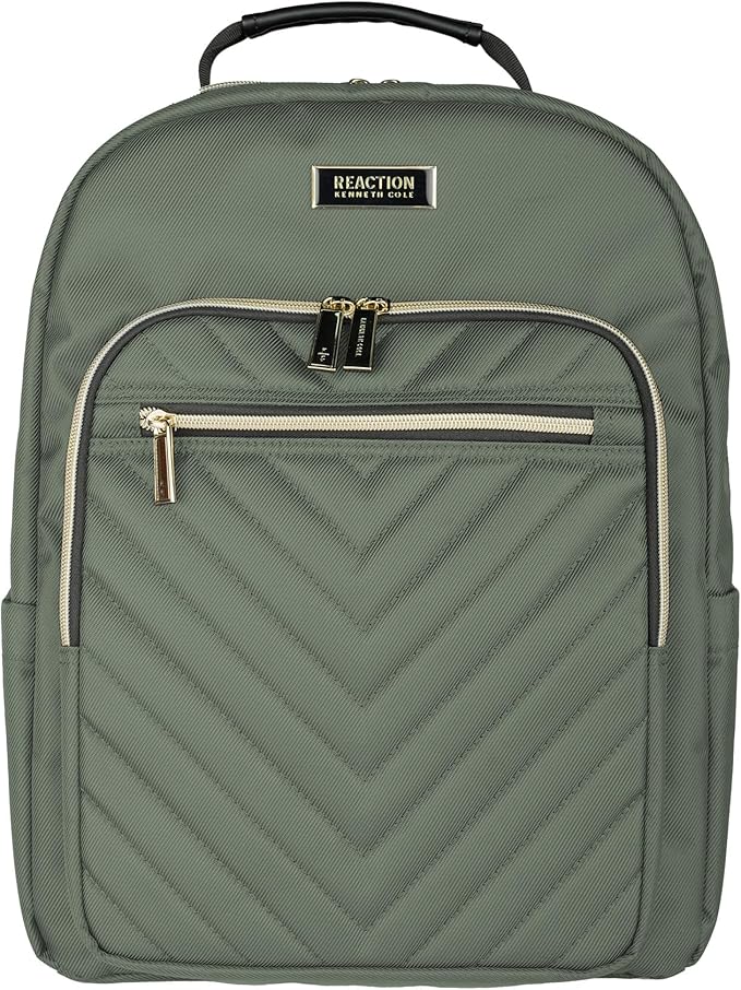 Kenneth Cole REACTION Women's Chelsea Chevron 15" Laptop and Tablet Backpack, Olive