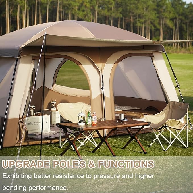 Vidalido Tents，3-4 Person Camping Tent with Extended Vestibule，Weather Resistant Family Tents with Breathable Mesh Windows，Easy Install Waterproof Outdoor Tent for Backpacking and Camping Hiking