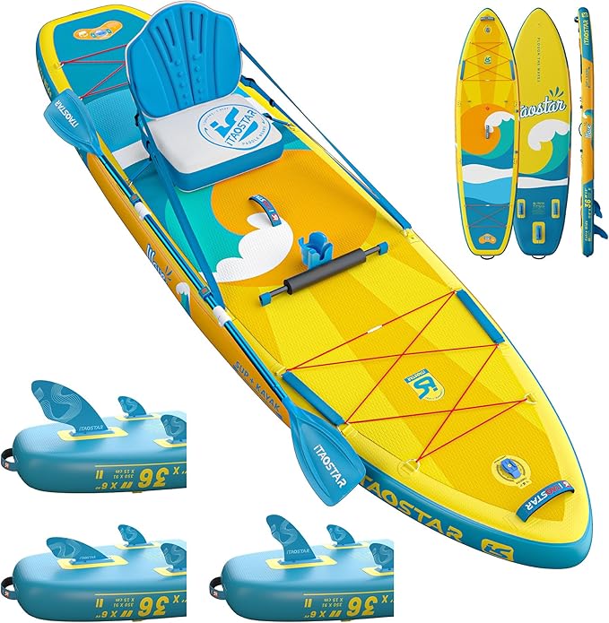 Billow 11'6"×36" Extra Wide Paddle Board with Seat, One-Stop Premium SUP Board Accessories, Tailored Fins, Stable Inflatable Stand Up Paddle Boards for Youth/Adults of All Skill Levels