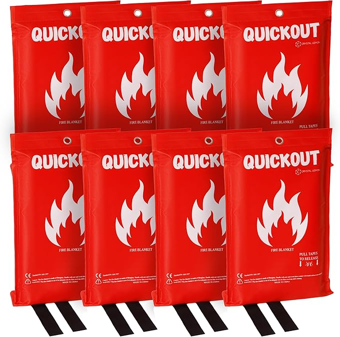 Crystal Lemon Fire Blanket 8-Pack, Home and Kitchen Fire Safety Blankets, Heavy-Duty, Large Fire Retardant Covers Made of Durable Glass Fiber, CL-Fire-01