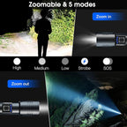 HAUSBELL A100 Upgraded LED Flashlights 20000 High Lumens, Zoomable Bright Flashlight with 5 Modes, Long Range 2000ft, Waterproof Powerful Tactical Flash Light for Emergency, Camping Gear, Hiking