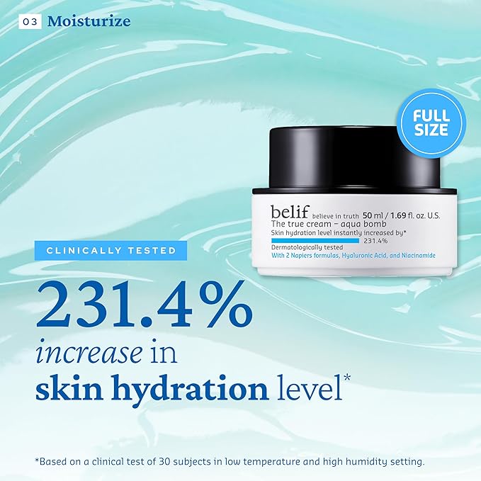 belif Aqua Bomb Dive Into Hydration Set | Korean Skin Care | Value Set | Gift Set for Mom | Gift for Her | Aqua Bomb, SPF 45, Hydrating Toner, Eye Serum