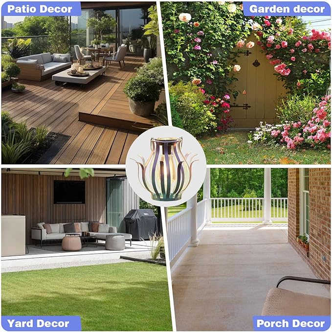 Solar Lanterns Outdoor Waterproof Hanging Lanterns as Birthdays Gifts for Women Mom Grandma Metal Garden Decor for Outside Solar Lights for Yard, Patio, Lawn, Porch, Backyard (Gradient Blue)