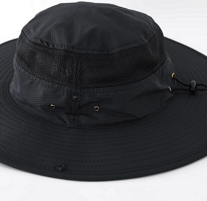 Connectyle Wide Brim Sun Hat for Men Breathable Cowboy Boonie Hat UPF 50+ Sun Protection Bucket Hat for Fishing Hiking