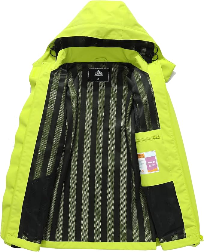 MOERDENG Women's Waterproof Rain Jacket Lightweight Raincoat Hooded Hiking Jacket Softshell Windbreaker