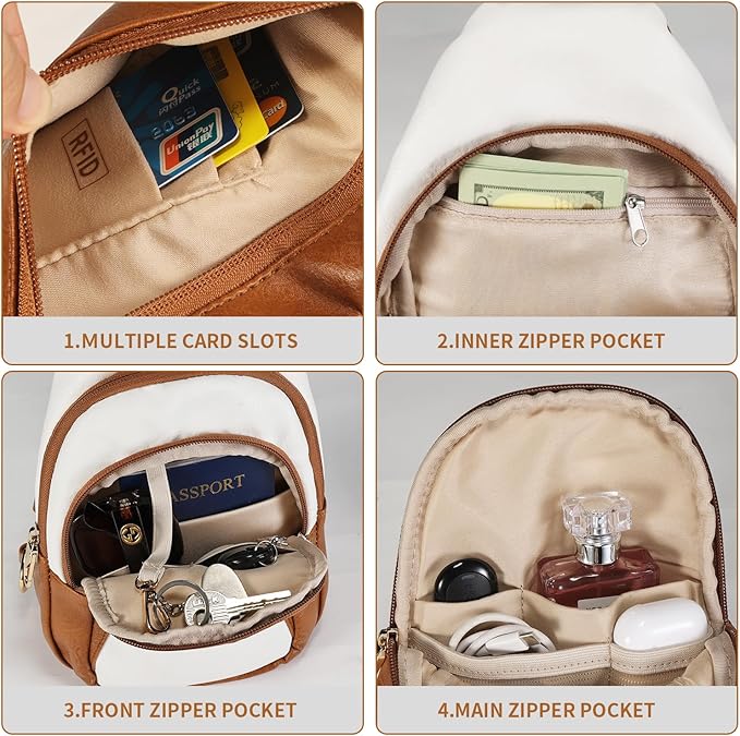 Crossbody Bags for Women Anti Theft Vegan Leather Sling Bag RFID Blocking Chest Bag for Travel
