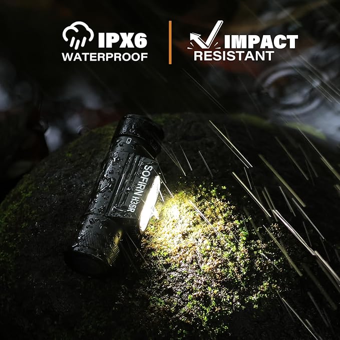 sofirn LED Headlamp Rechargeable, H35R Super Bright Lightweight Head Light with 660nm Deep Red Light, 1500 Lumens White Light, IPX6 Waterproof Head Flashlight for Running Hiking Camping