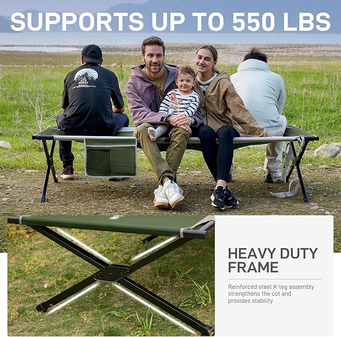 EVER ADVANCED Extra Wide Camping Cot for Adults Oversized XXL Sleeping Cots Folding Cot Bed with Carry Bag, 84.3" L x 41.9" W, Support to 550 lbs