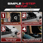 Chef Master 15,000 BTU Butane Portable Camp Stove + 4x 8oz Butane Canisters | Double Wind-Guard Portable Stove Burner w/Piezo Ignition for Emergencies, Tailgating, Hiking & Camping Essentials - 90019