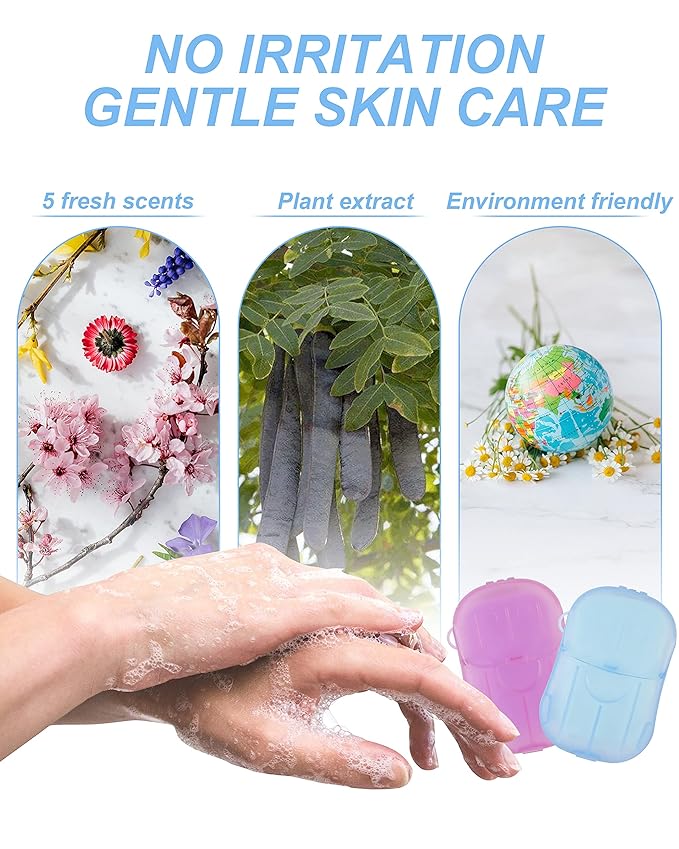 DF DUALFERV Paper Hand Soap Sheets for Traveling, 20 Pack (400 Sheets) Mini Portable Hand Soap Sheets, Scented Disposable Soap Sheet, Colorful Camping Soap Sheets, Travel Soap Sheets for Hand Washing