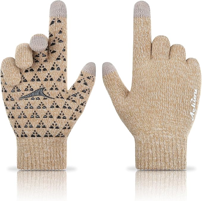 Achiou Winter Gloves, Glove for Men Women, Upgraded Touch Screen Texting Warm Running with Thermal Soft Knit Lining