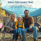 Oversized Double Camping Chairs, Folding Outdoor Chairs with Padded Roll Tote, Heavy Duty Camping Chair for Beach, Lawn, Fishing, and Sports (Blue+Gray)