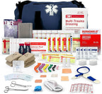 First Responder Trauma First Aid Kit Bag – Fully Stocked Emergency Medical Kit for Workplace, Vehicle & Home – OSHA & ANSI Compliant – Portable – Blue