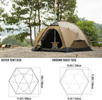 POMOLY Dome Tent Camping Hot Tent, Dome X4 Portable 4 Season Freestanding Tent for 1-2 Person Backpacking, Hiking, Hunting (with a Fireproof Ground Sheet)