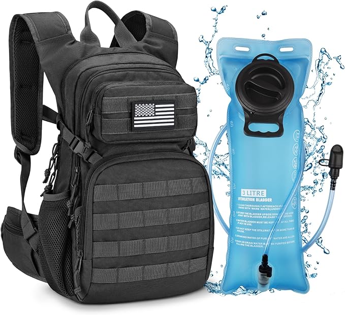 CVLIFE Tactical Hydration Pack 3L - Lightweight Water Bag With Bladder for Men Women, Heavy Duty Molle Backpack for Hiking, Cycling, Running, Hunting