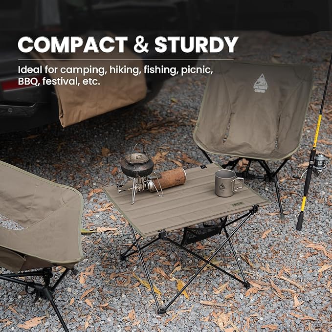 ONETIGRIS CAMPMATE Camping Table Foldable, Lightweight Portable Table Sturdy & Quick Setup, Holds Up to 66 lbs, Perfect for Camping, Hiking, Backpacking, Picnic, Beach, Travel