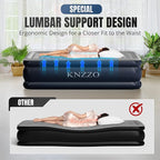 Queen Air Mattress with Built-in Pump, 18" Top Inflatable Mattress with Waterproof Flocking Fabric, Three-Minute Quick-Inflatable Bed. Portable Blow Up Mattress for Home, Outdoor and Guests