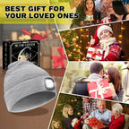 LED Beanie Hat with Light, USB Rechargeable LED Headlamp, Gifts for Men, Him, Husband, Boyfriend, Gifts for Dad, Husband, Father, Grey