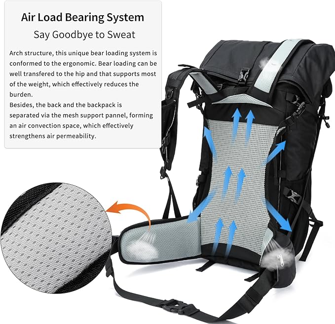 Hiking Backpack,30L +10L Extra Large Capacity Hiking Bag,Internal Frame Camping Backpack,Upgraded X-PAC Lightweight Sport Daypack Travel Backpacks Fit For Mountain Climbing Camping (Black)