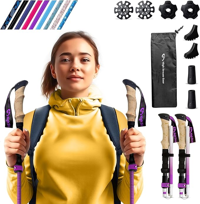 Walking Sticks for Men & Women - 14.5" Foldable Hiking Poles for Backpacking, Exercising and Traveling, Set of 2 Aluminum Nordic Collapsible Trekking Poles