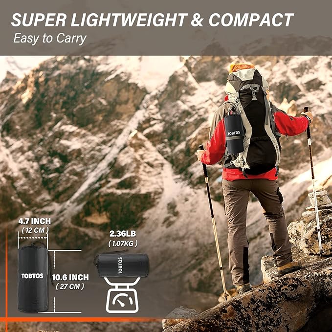 TOBTOS Inflatable Camping Sleeping Pad with Pillow, Thick 6 Inch Ultralight Sleeping Pad with Built-in Pump, Lightweight Sleeping Mat for Camping, Backpacking, Hiking, Tent (Grey)