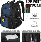 YOREPEK 18.4 Laptop Backpack, Large Backpacks with USB Charger Port, TSA Friendly Flight Approved Weekend Carry on Backpack with Luggage Strap for Men and Women, Roy Blue
