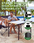 KingCamp Folding Camping Table, Aluminum Roll-Up Camp Table, Large Foldable Table for 2-4 Person, Outdoor Portable Tables with Carry Bag, 180 LBS Heavy Duty Load (Bamboo：40.16“x27.5”，2-4 People)