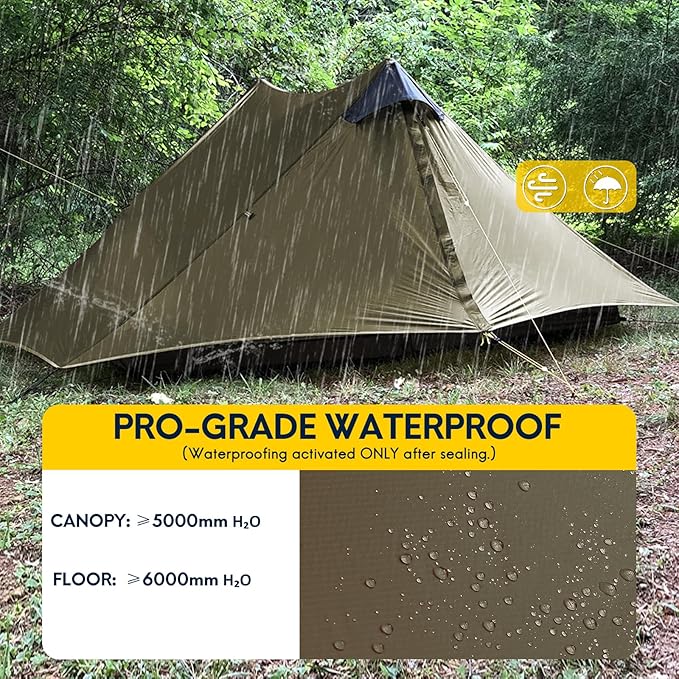 LANSHAN Ultralight Tent 3-Season Backpacking Tent for 1-Person or 2-Person Camping, Trekking, Kayaking, Climbing, Hiking