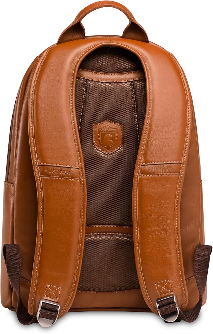 Nordweg Leather Laptop Backpack NW074B – Lightweight Daypack for Work, Travel & College – Fits Laptops up to 15.6” (Caramel)
