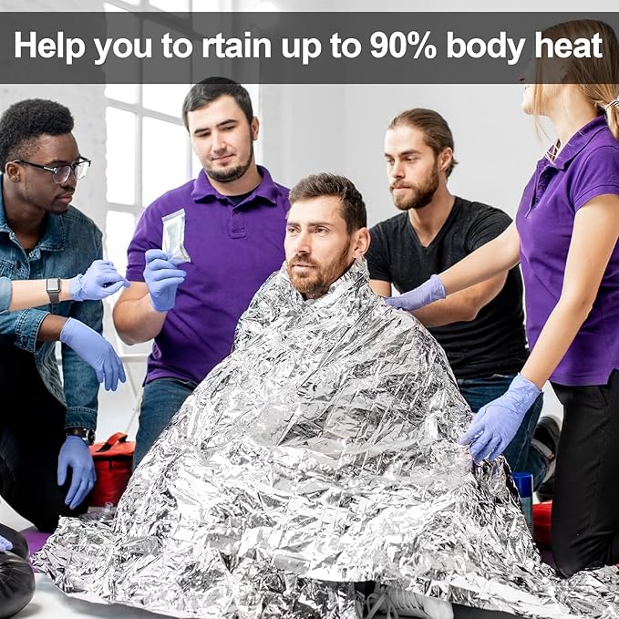 Chumia Emergency Thermal Blanket Bulk 83 x 63 Gigantic Foil Space Blanket Survival Reflective Accessories Gift for Homeless Camping Gear First Aid Hiking Outdoor