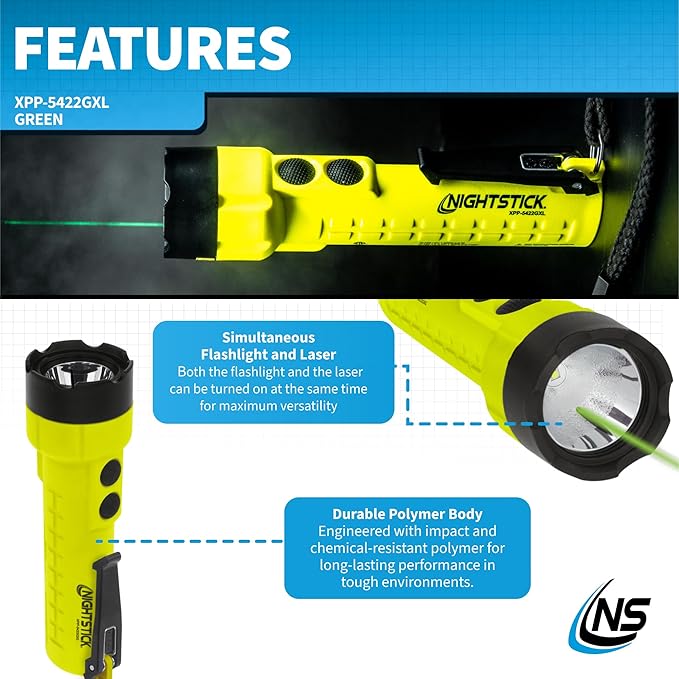 Nightstick XPP-5422GXL Intrinsically Safe Flashlight w/Green Laser - 3 AA (not Included) - Green - UL913