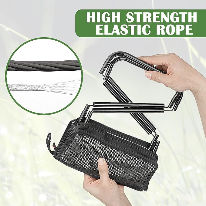 Camping Stool Pocket Chair, Lightweight Portable Stool with Shoulder Strap, Capacity 220lbs for Adults Outdoor Hiking Fishing Travel-Medium Black