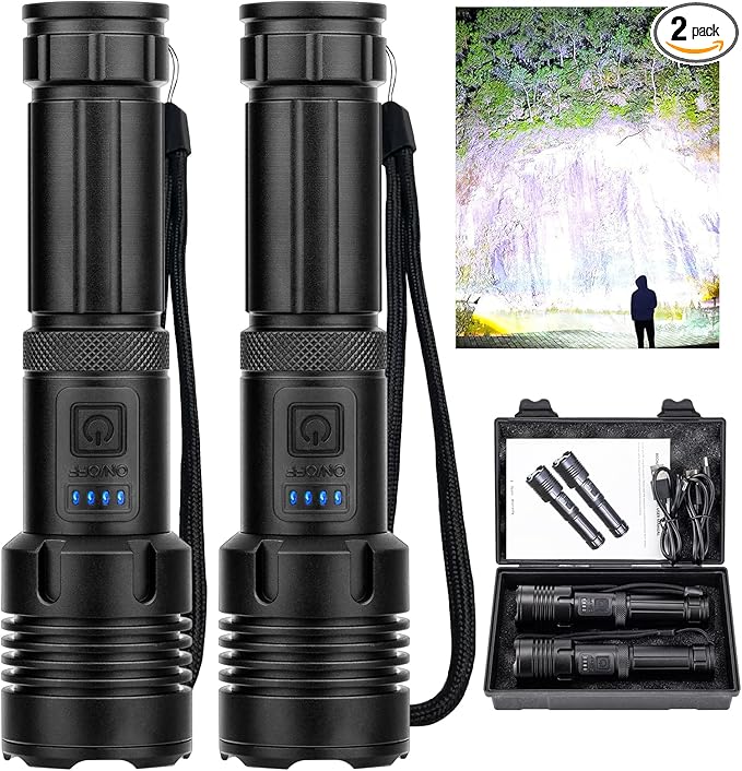 Rechargeable LED Flashlights High Lumen,99,000 Lumens Super Bright Flashlight,Powerful Flash Light 5 Modes for Home Outdoor Camping Hiking