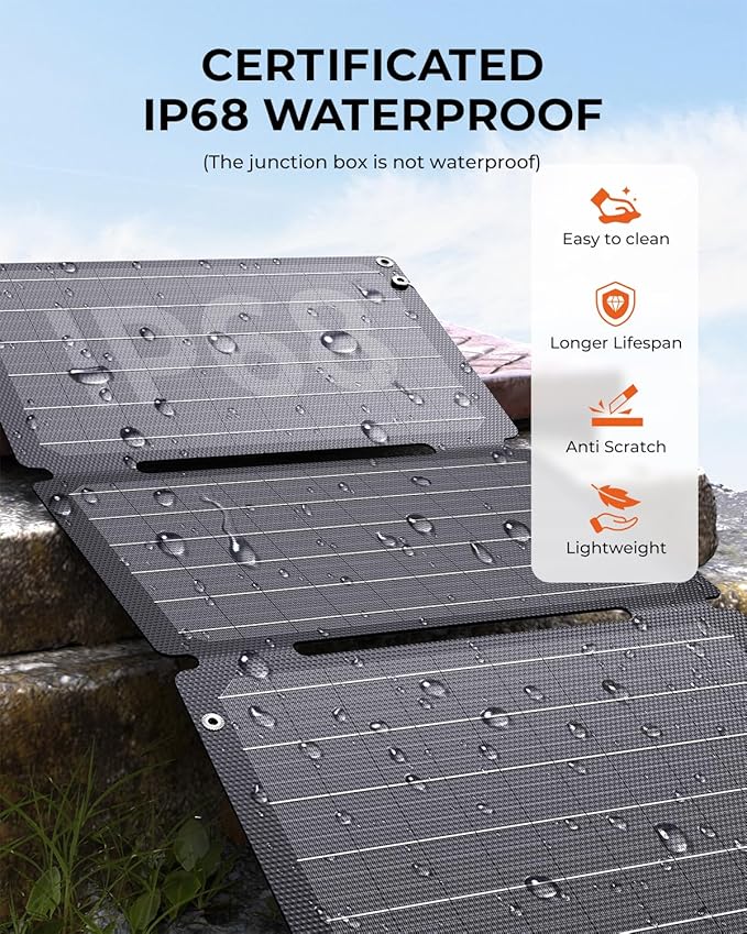 [Upgraded] BigBlue 30W Solar Panel Charger with Fast Charging USB-A and USB-C, DC Ports, SolarPowa 30 Portable Solar Panel, IP68 Waterproof, Compatible with iPhone, Samsung, iPad, Small Power Station