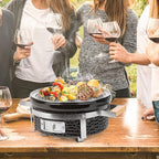 Onlyfire Ceramic Hibachi Charcoal Grill with Grid Lifter, 14" Portable BBQ Yakitori Grill with Stainless Steel Grate for Outdoor Patio Backyard Barbecue Cooking, GS305