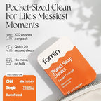 FOMIN - Antibacterial Paper Soap Sheets Tin for Traveling - (100 Sheets) Orange Portable Travel Hand Soap Sheets, Dissolvable Mini Camping Hand Soap for Hand Washing