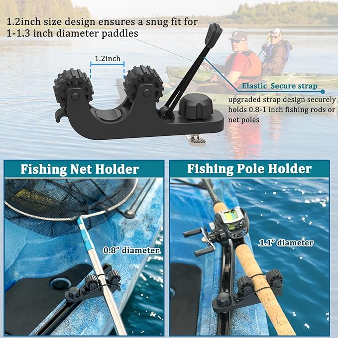 Kayak Paddle Holder, Save Kayak Track Space, Fishing Net, Fishing Poles Holder for Fishing, Track Mount Accessories