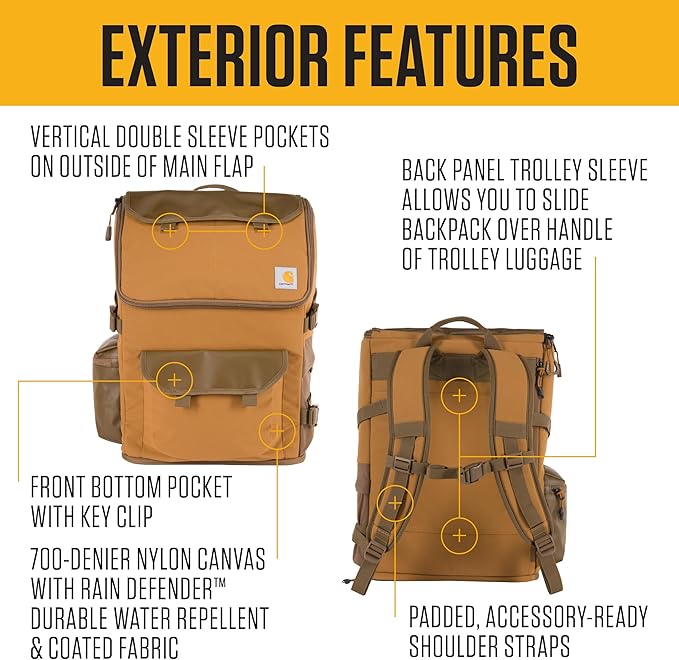 Carhartt 35L Nylon Workday Backpack, Durable Water-Resistant Pack with 15" Laptop Sleeve and Adjustable Shoulder Straps, Blind Duck Camo