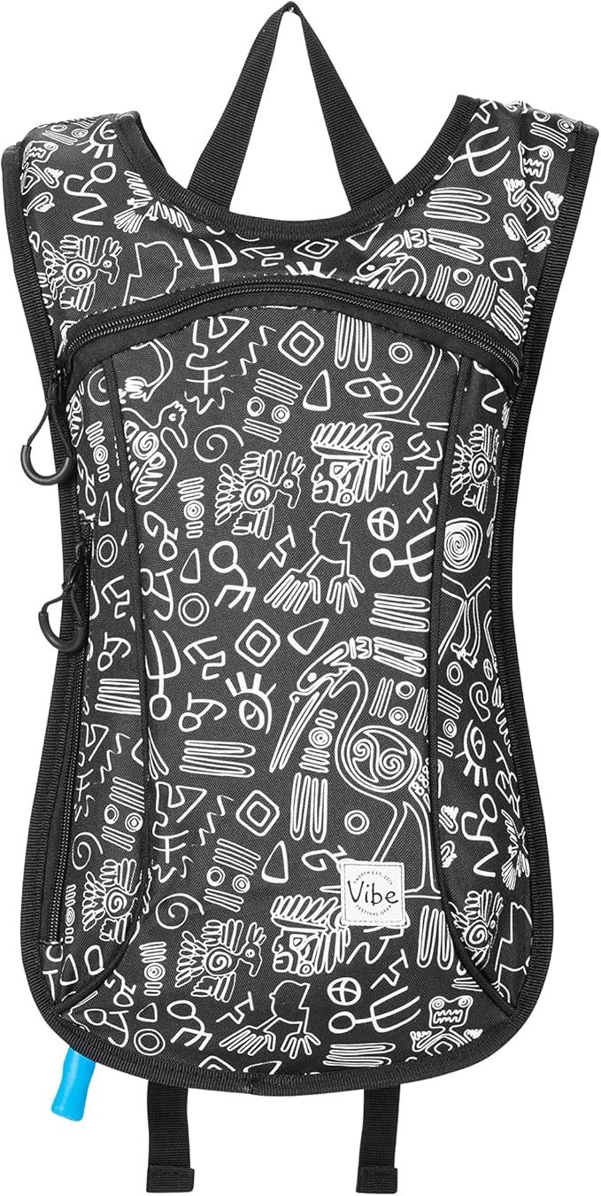 Vibe Festival Gear Hydration Pack Backpack with 2L Water Bladder for Women, Men, Teens, Kids - Hydropack Hydro Sports, Outdoor, Running, Camping, Hiking, Festivals, Raves